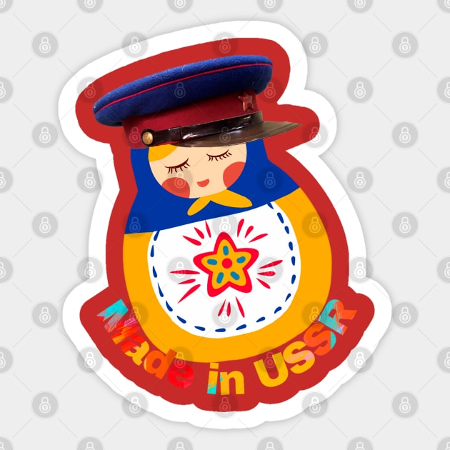 Russian matryoshka doll in a military cap Sticker by LAV77